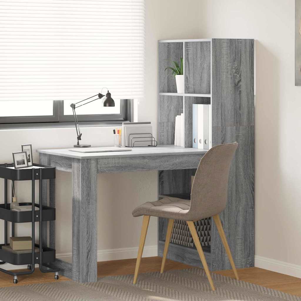 Schreibtisch mit Regal Schwarz Eichen-Optik 122 x 67 x 145 cm
