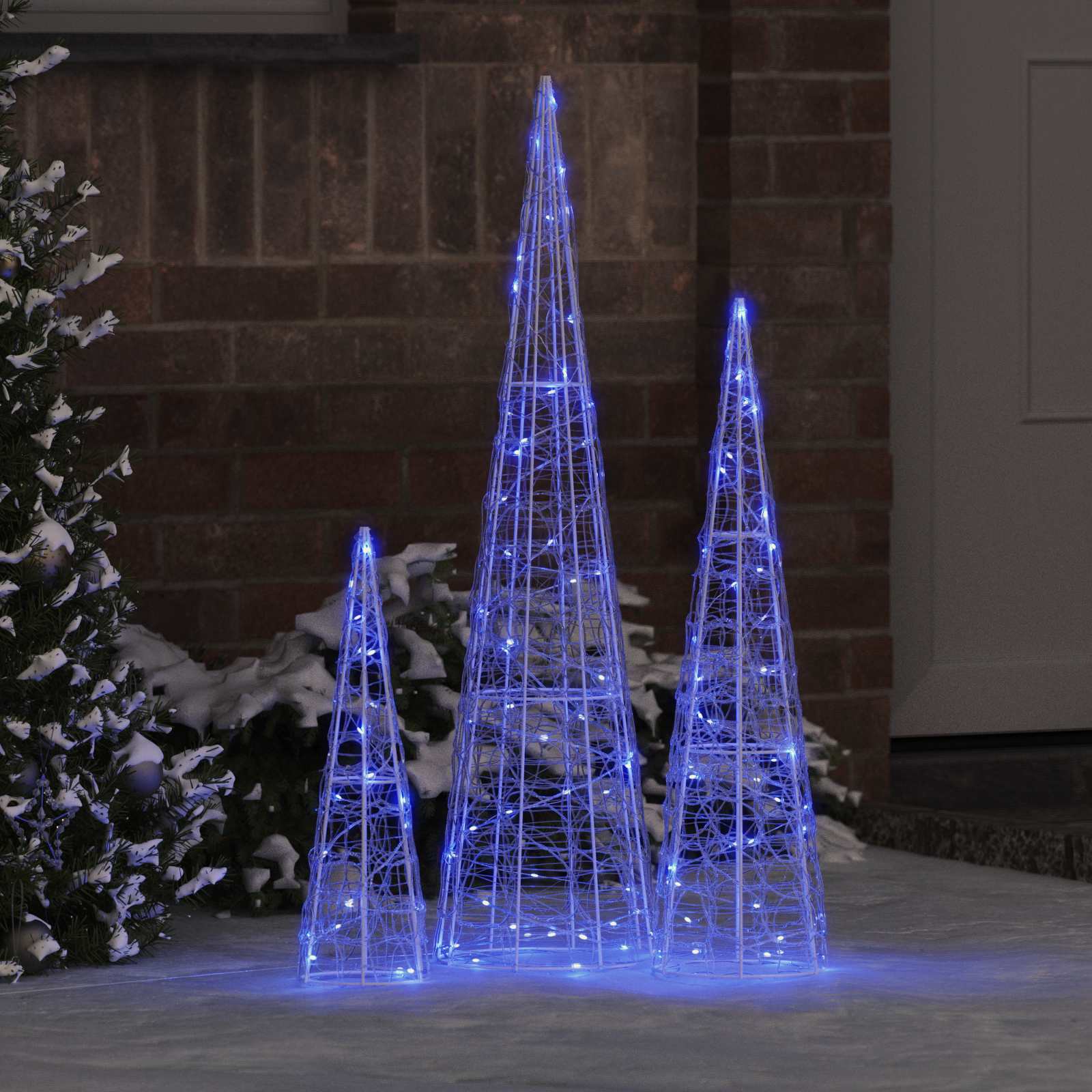 Weihnachtsbaum mit 90 LEDs 3 pcs Warmweiß 20 x 20 x 80 cm Acryl