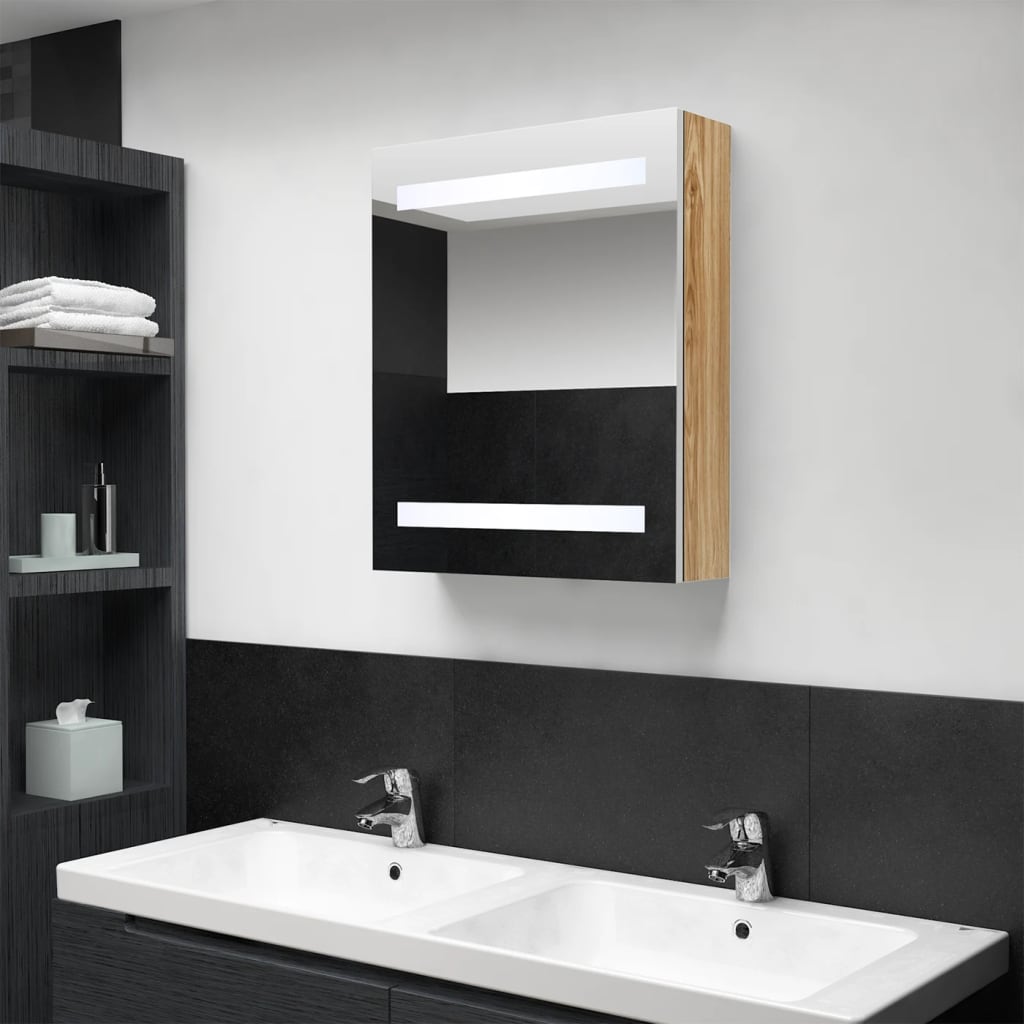 LED-Bad-Spiegelschrank Betongrau 50x14x60 cm