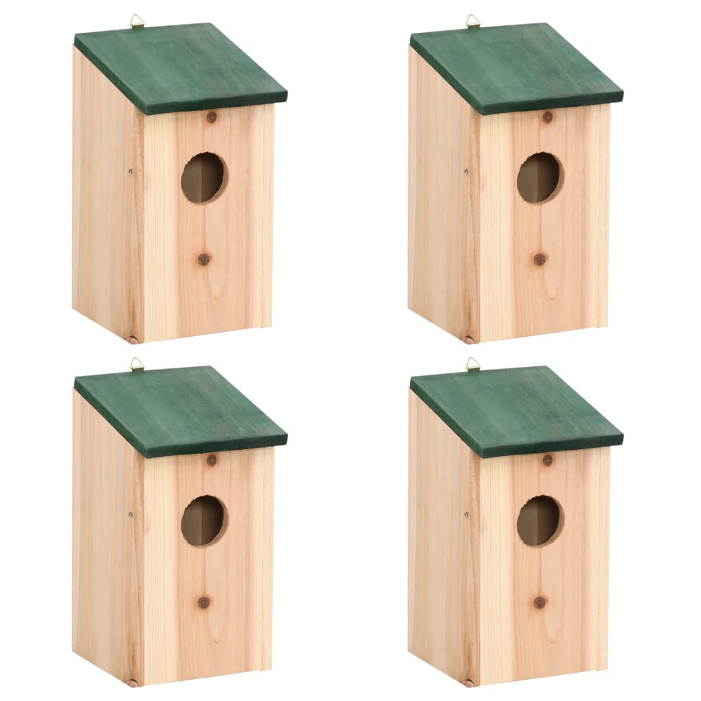 Vogelhäuser 10 Stk. Tanne Massivholz 12x12x22 cm