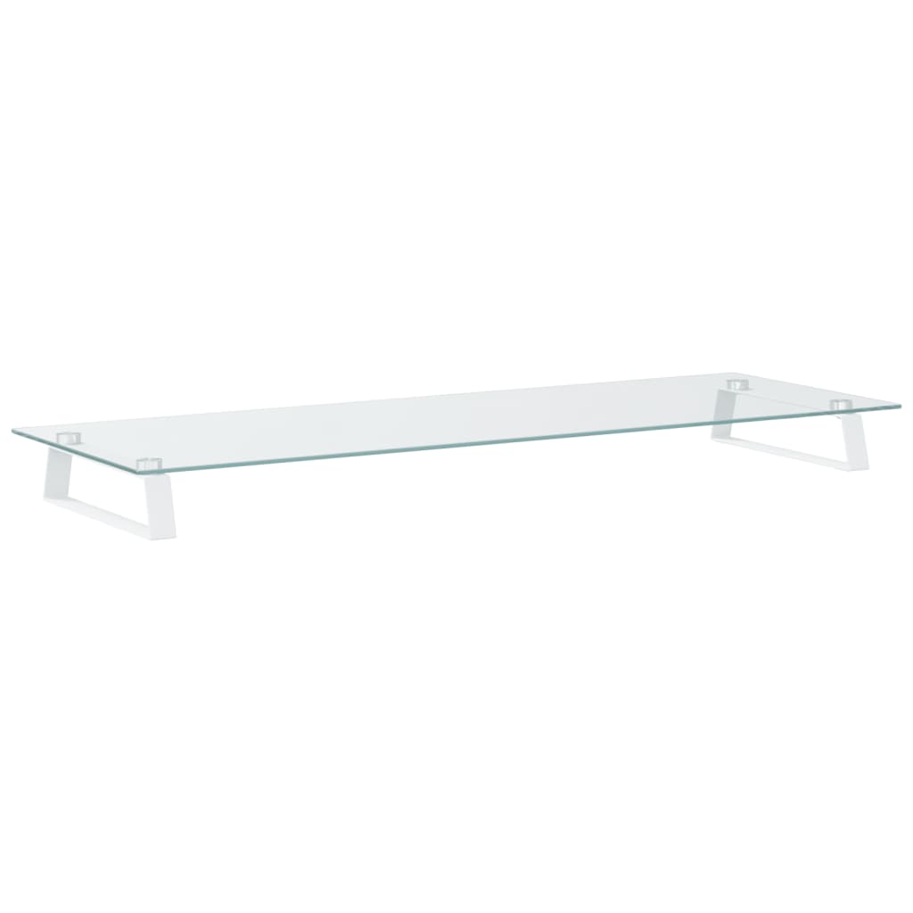 Monitorständer Weiß 60x20x8 cm Hartglas und Metall