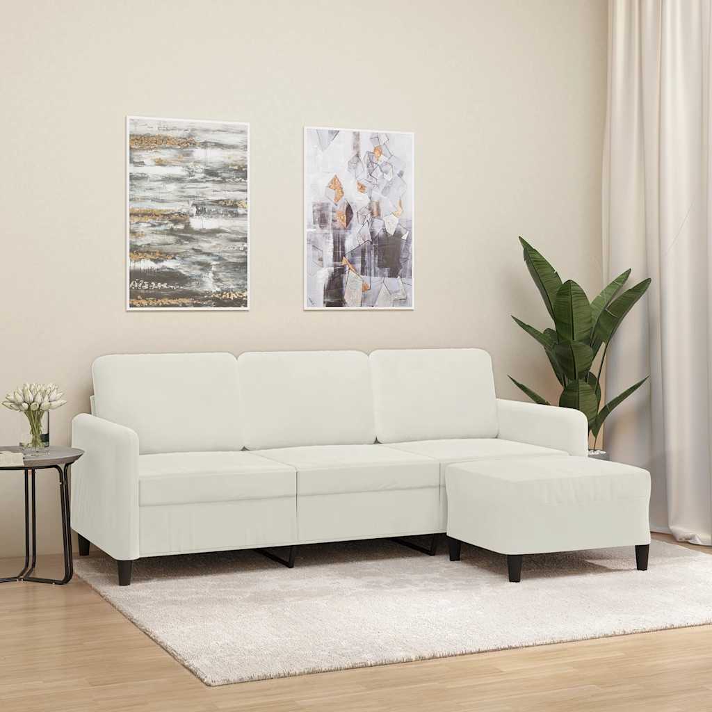 3-Sitzer-Sofa mit Hocker Rosa 180 cm Samt