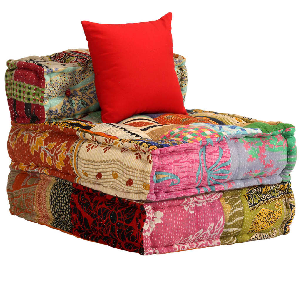 2-Sitzer Modularer Pouf Patchwork Stoff
