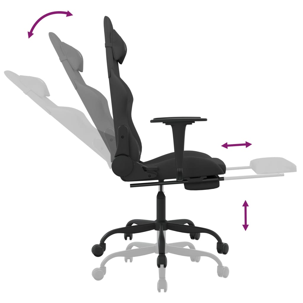 Gaming-Stuhl mit Massagefunktion Schwarz und Creme Stoff