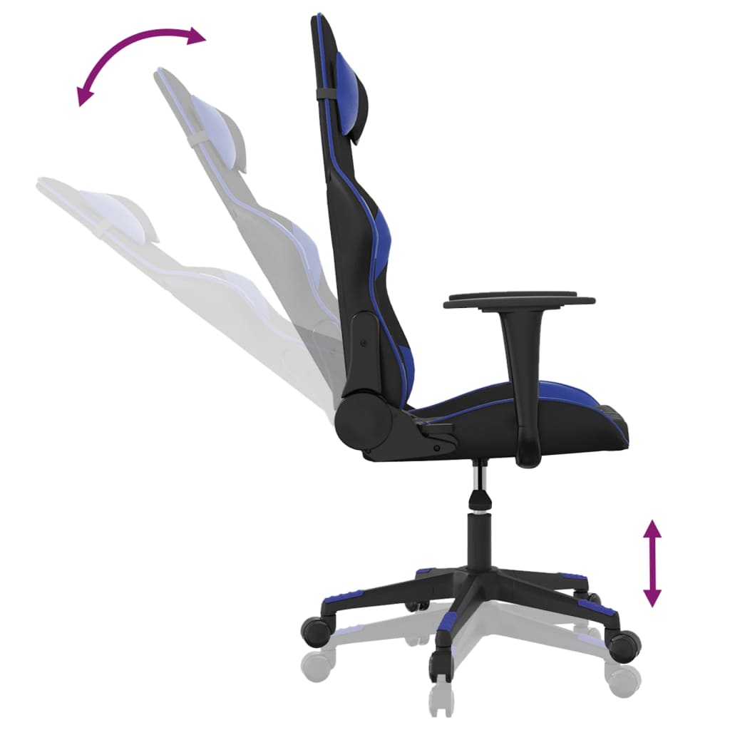 Gaming-Stuhl mit Massagefunktion Schwarz und Blau Kunstleder