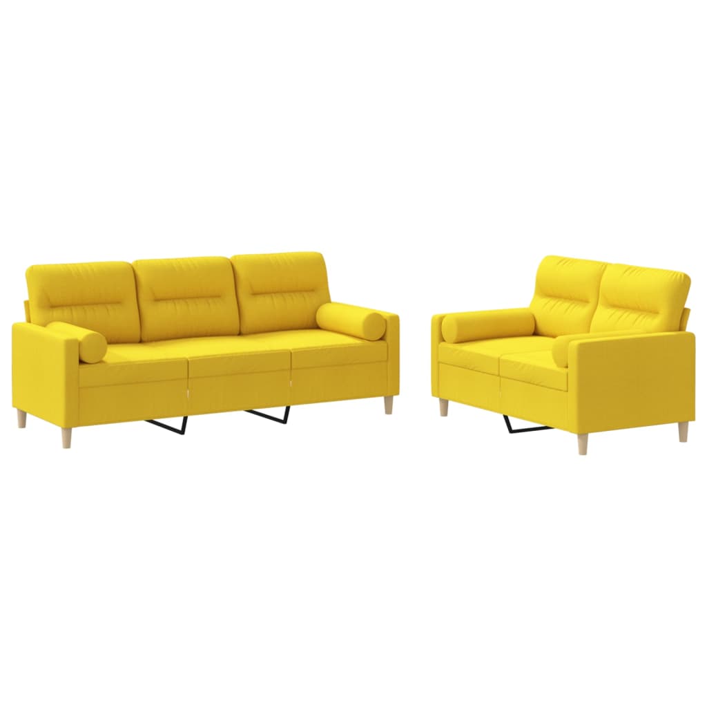 3-tlg. Sofagarnitur mit Kissen Taupe Stoff