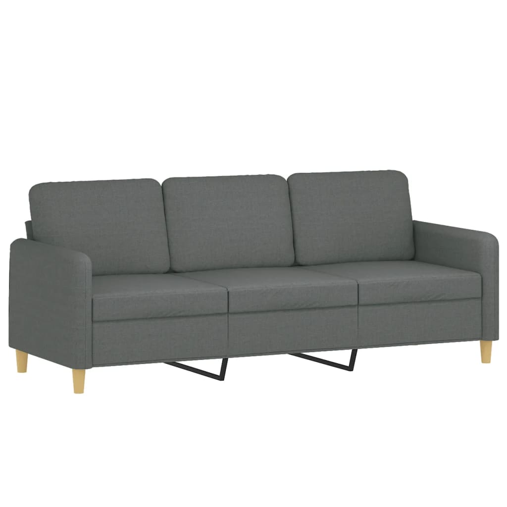3-tlg. Sofagarnitur mit Kissen Braun Stoff