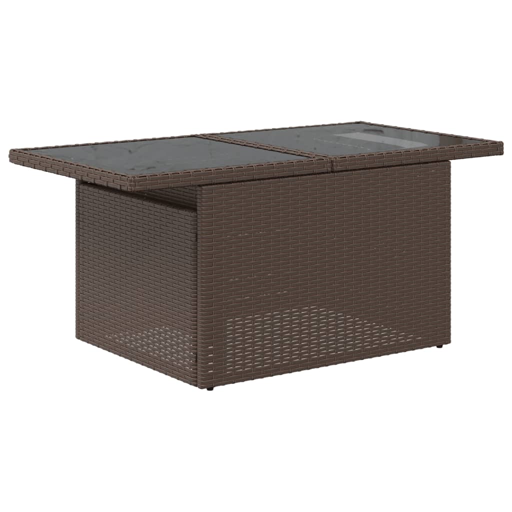 10-tlg. Garten-Sofagarnitur mit Kissen Beige Poly Rattan