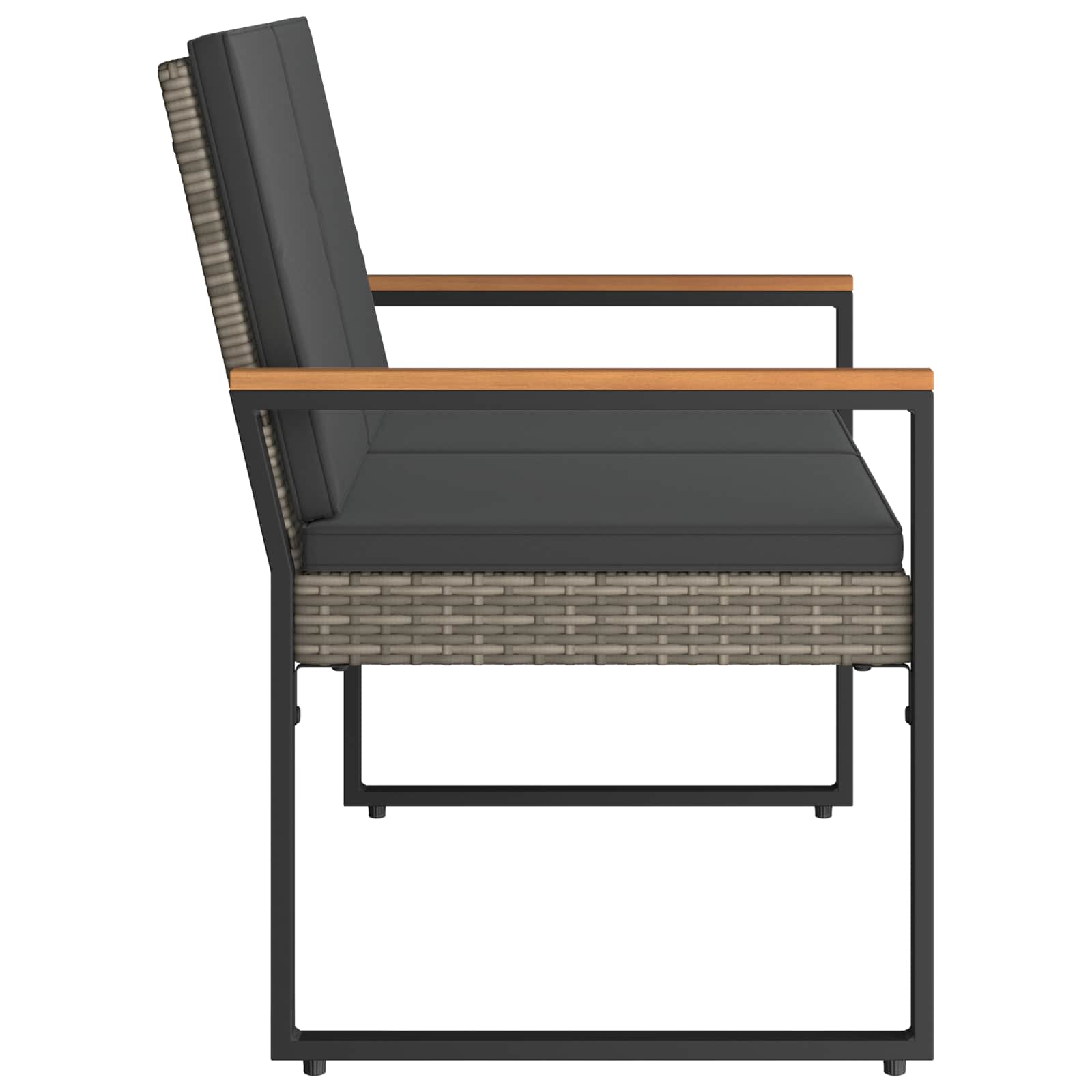 Bank Outdoor mit Kissen Schwarz 107 x 61 x 80 cm Poly-Rattan