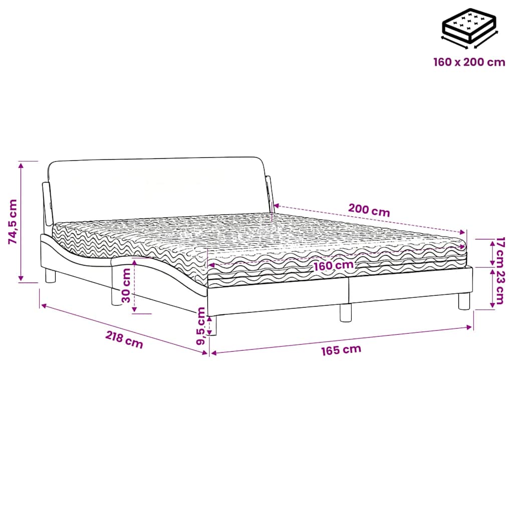 Bett mit Matratze "Dover" Schwarz 80x200 cm Kunstleder