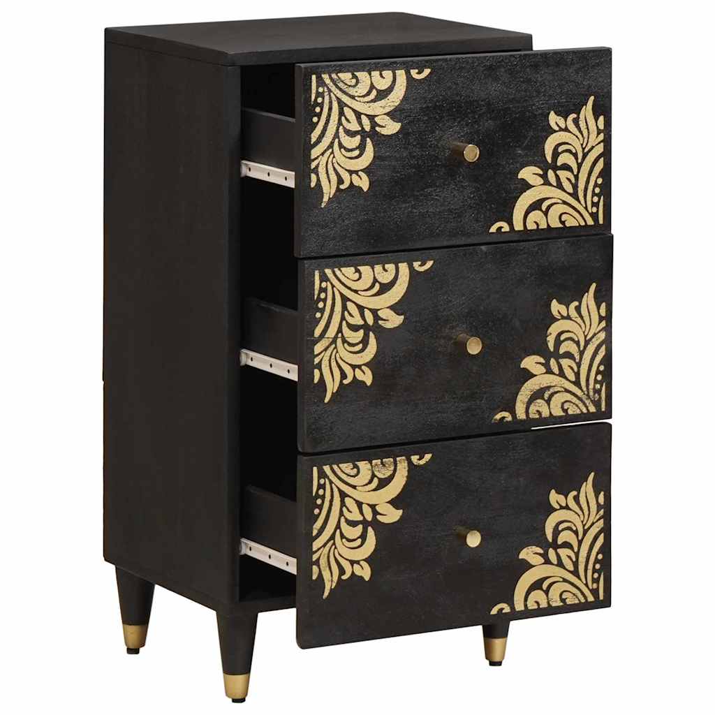 Sideboard Grau und Gold 40 x 33 x 75 cm Massivholz Mango