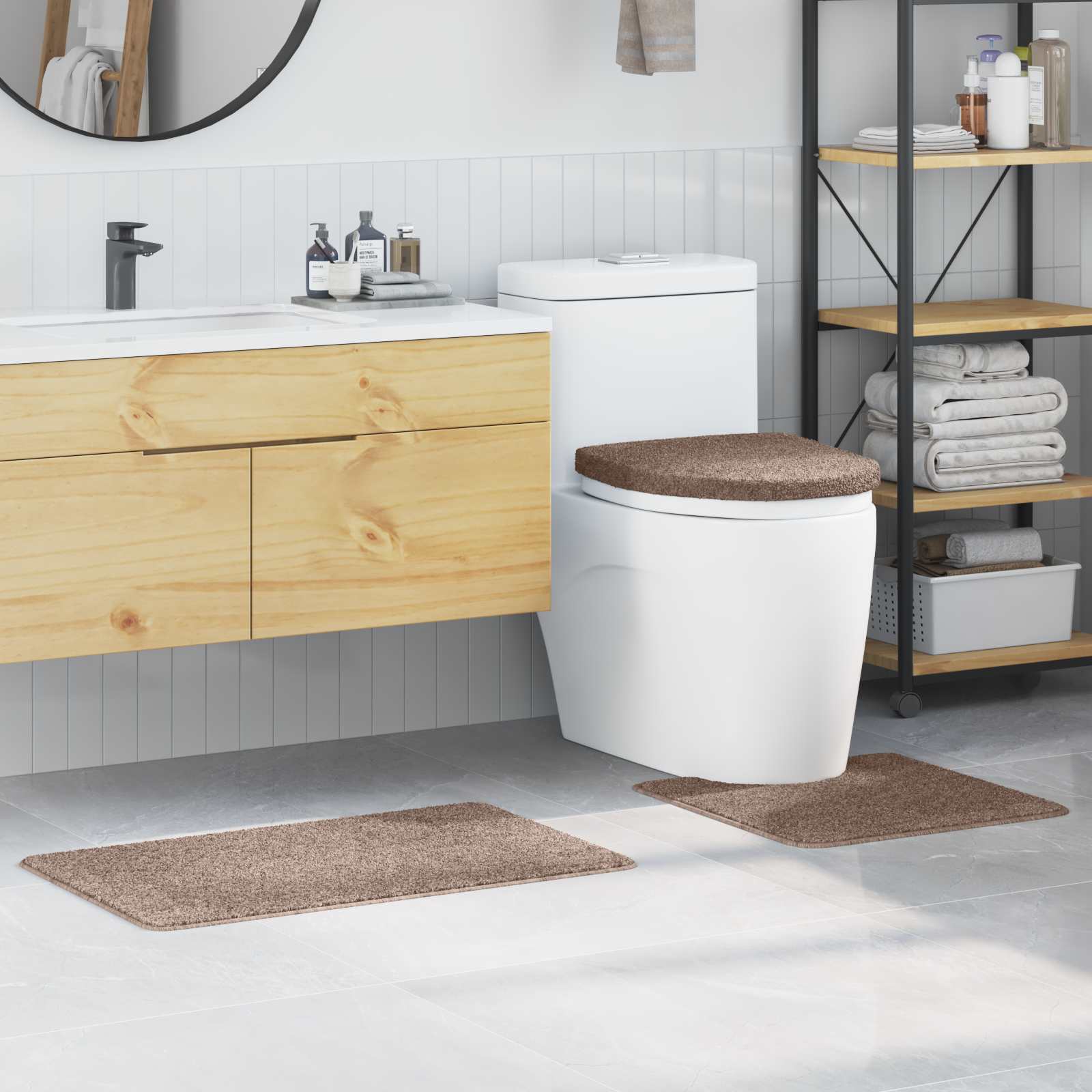 Anti-Rutsch Badematten-Set 3 pcs Grau PP