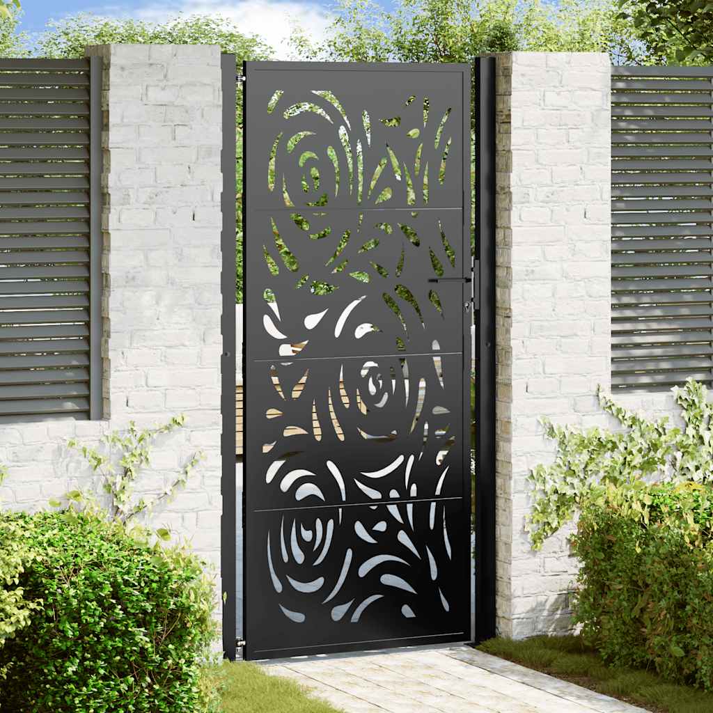 Gartentor Schwarz 100x100 cm Stahl Lichtdesign