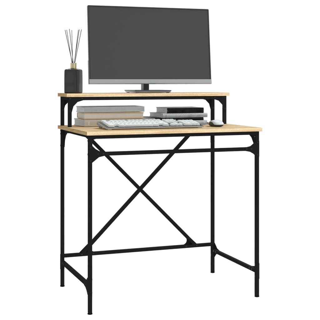 Schreibtisch Sonoma-Eiche 100x50x90 cm Holzwerkstoff und Eisen