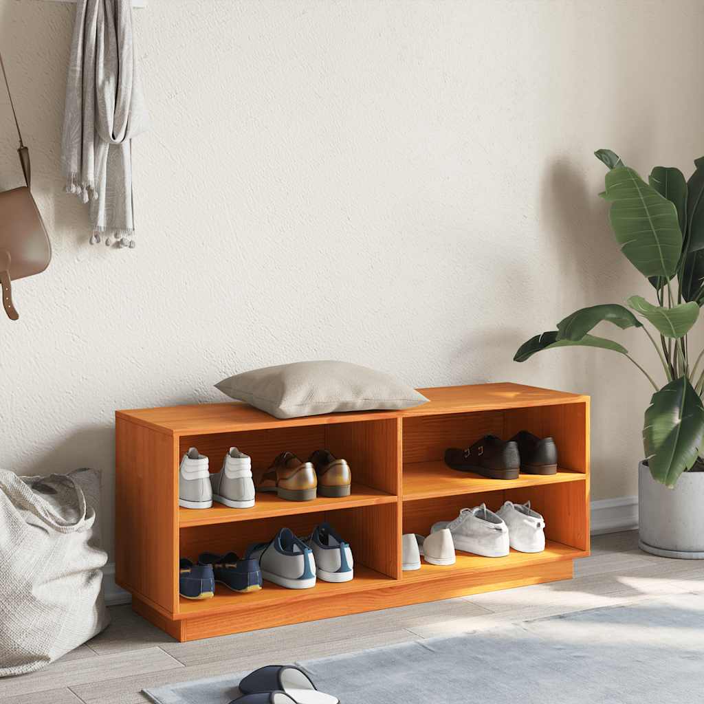 Schuhregal 110x34x45 cm Massivholz Kiefer