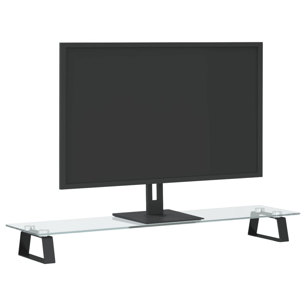 Monitorständer Weiß 60x20x8 cm Hartglas und Metall