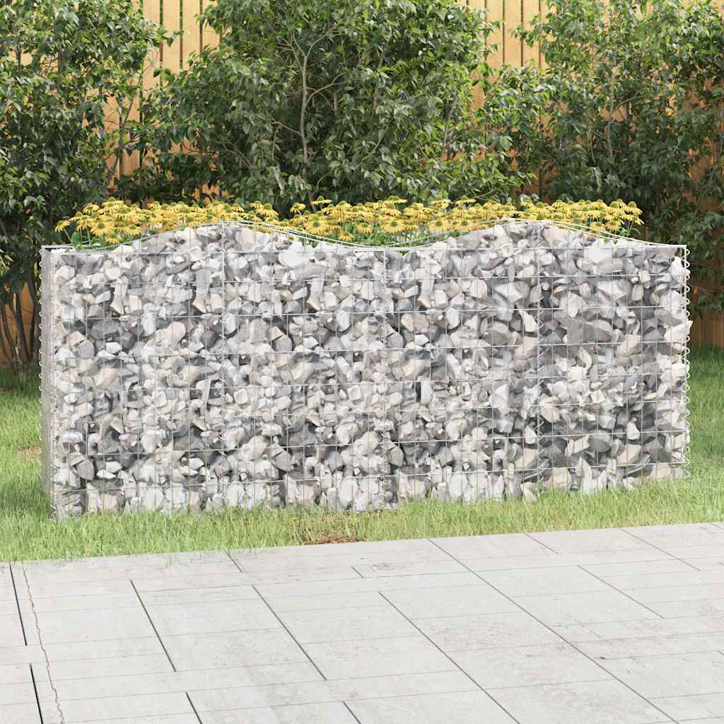Gabionen-Hochbeet mit Hochbogen 200x50x50 cm Verzinktes Eisen