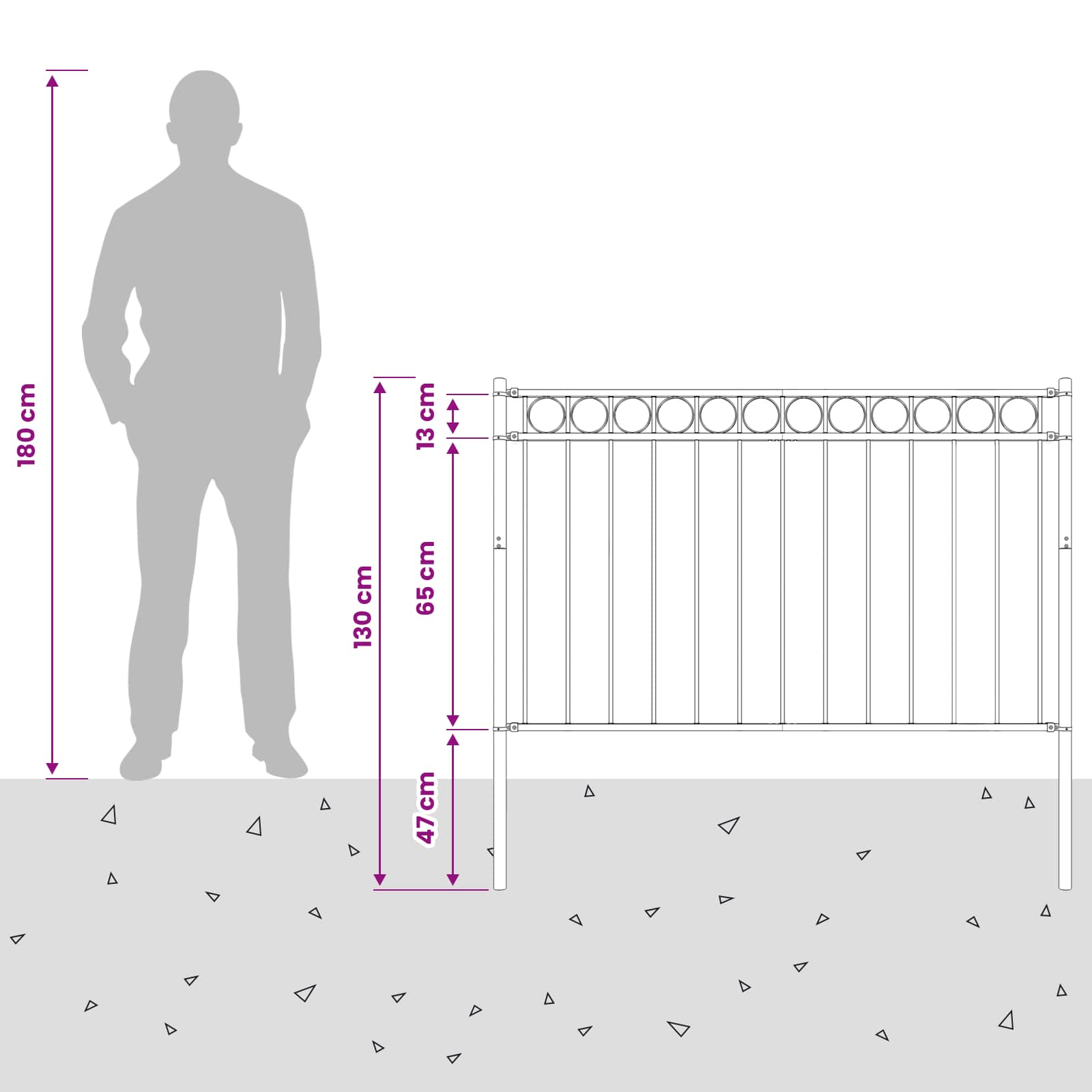 Gartenzaun ASSEN Stahl 1,7 x 0,8 m Schwarz