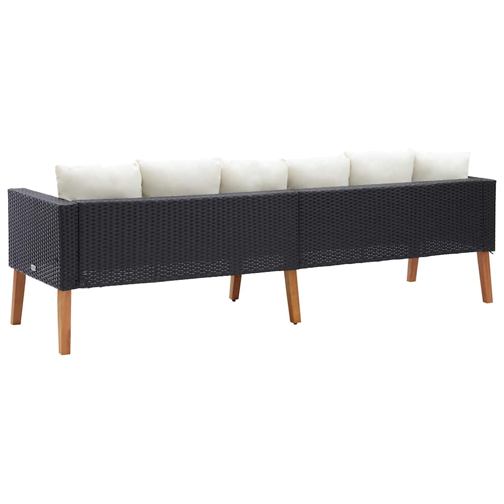 3-Sitzer-Gartensofa mit Auflagen Poly Rattan Beige