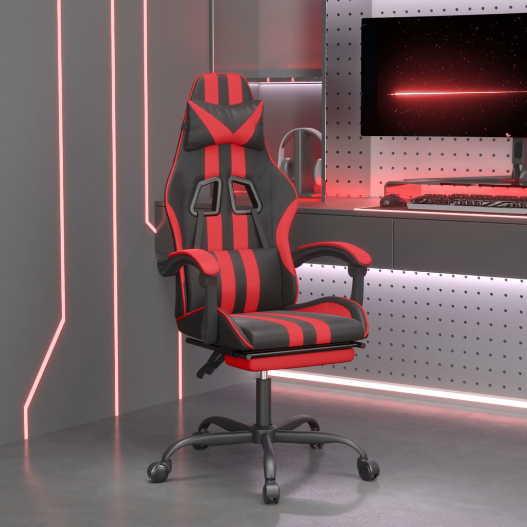 Gaming-Stuhl Drehbar Schwarz und Blau Kunstleder