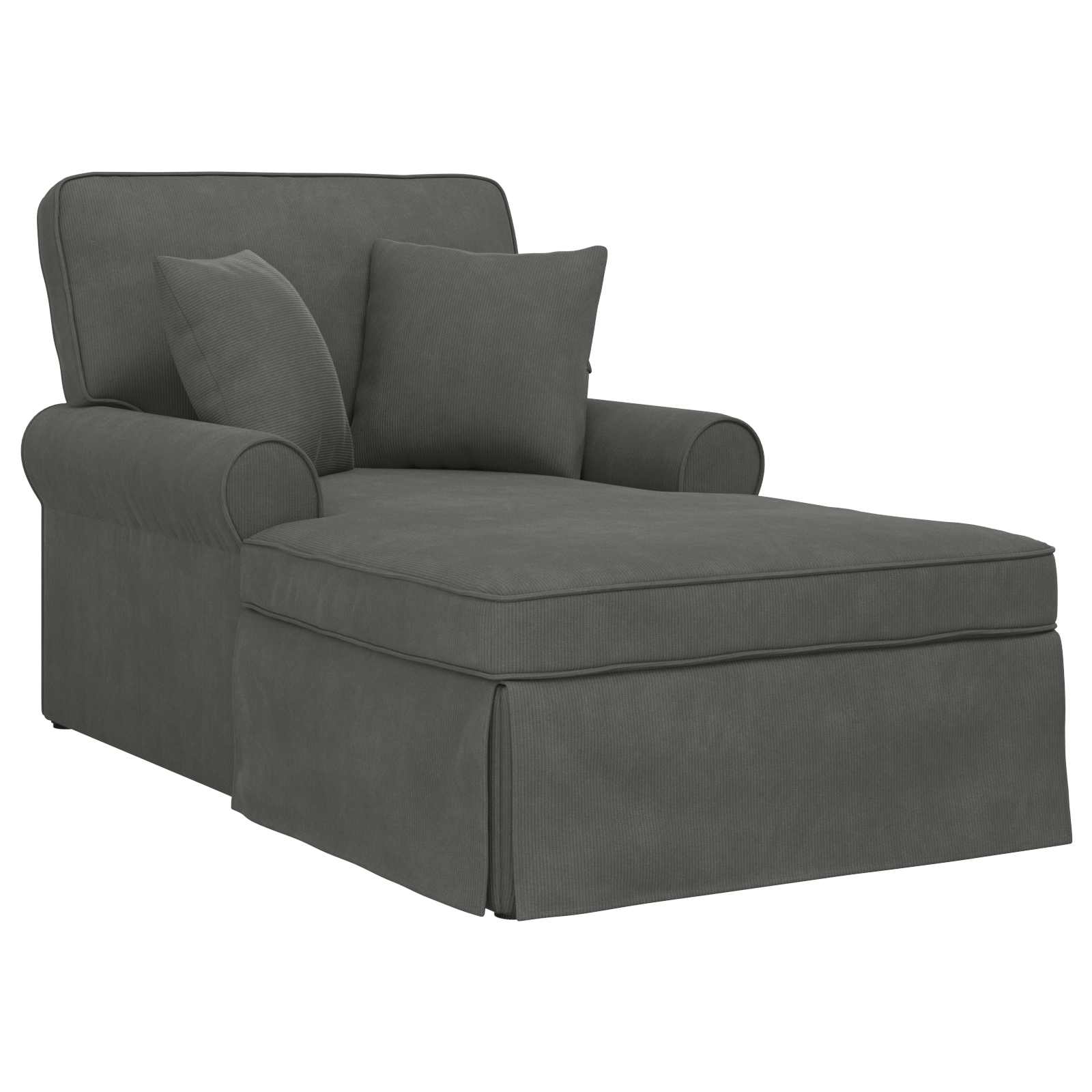Chaise Lounge mit Rock mit Kissen 3 pcs Hellgrau Cordstoff