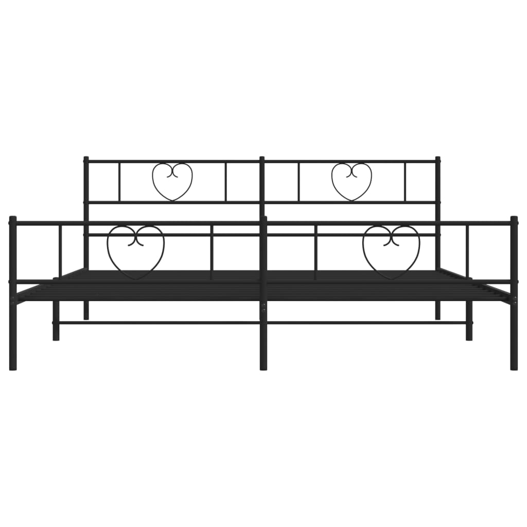 Bettgestell mit Kopfteil Metall Schwarz 100x190 cm