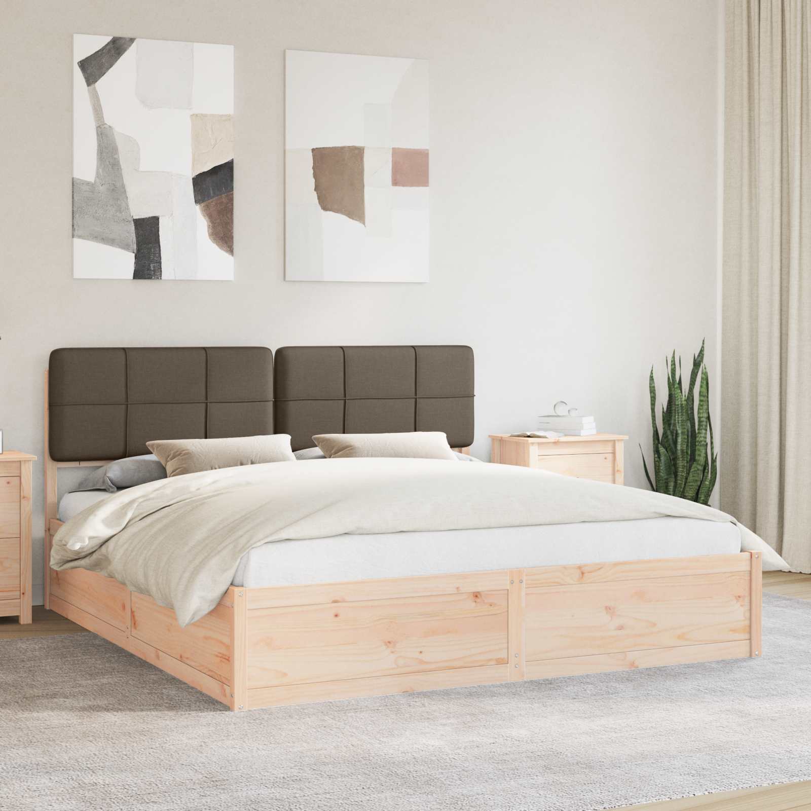 Bettgestell mit gepolstertem Kopfteil Hellgrau 200 x 200 cm