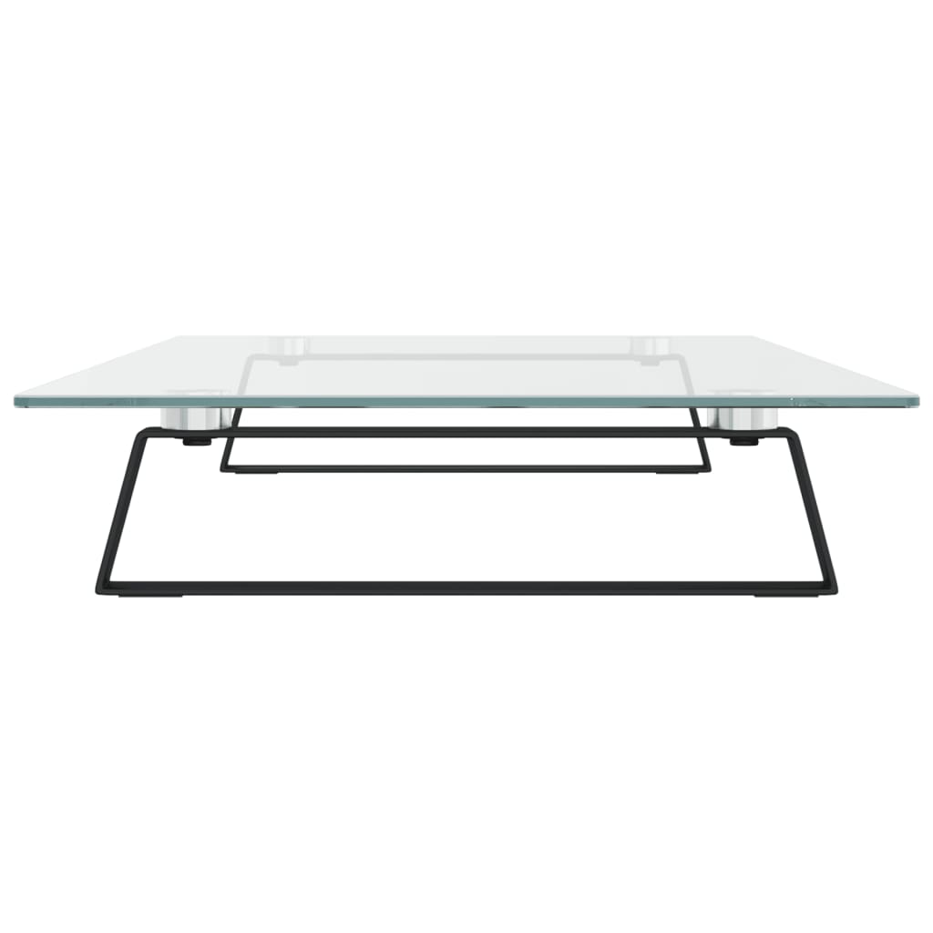Monitorständer Weiß 60x20x8 cm Hartglas und Metall