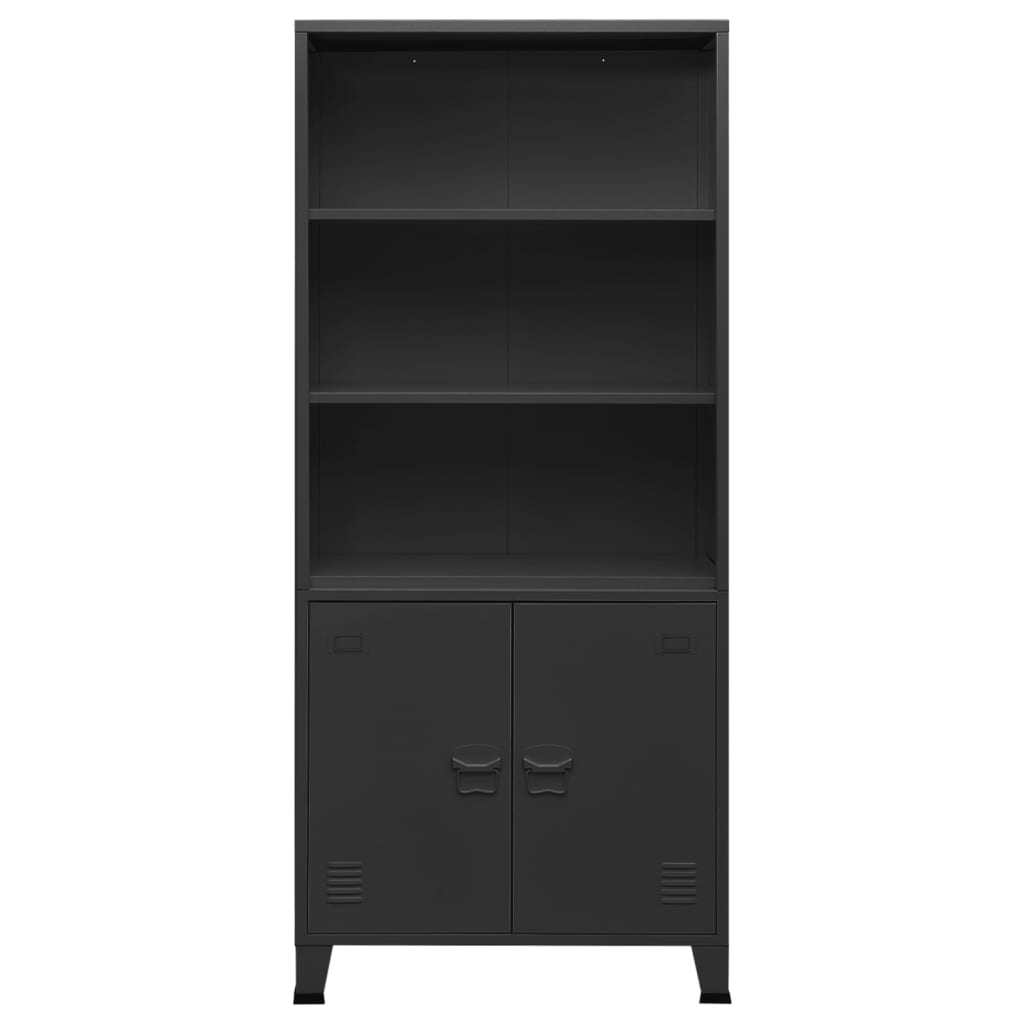 Bücherregal im Industrie-Stil Weiß 80x32x180 cm Stahl