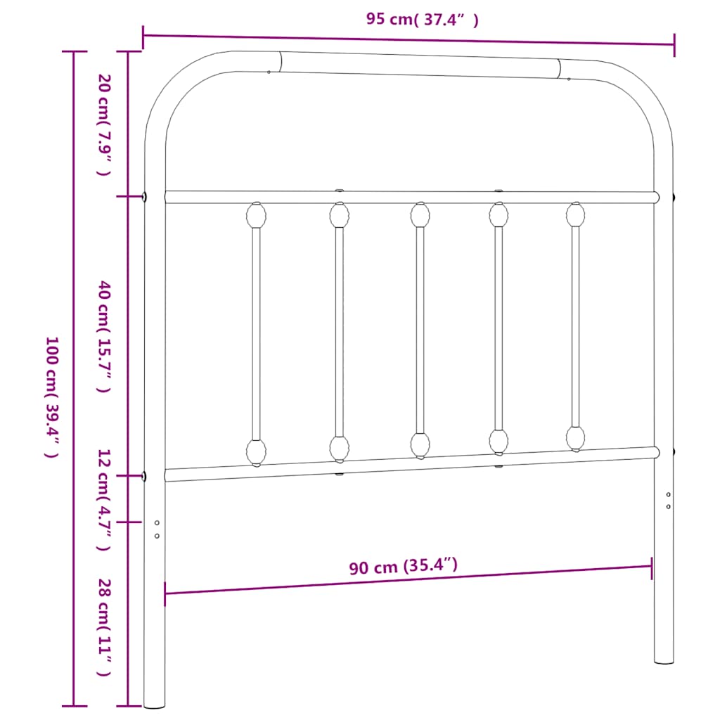 Ersatz-Kopfteil Metall Schwarz 75 cm