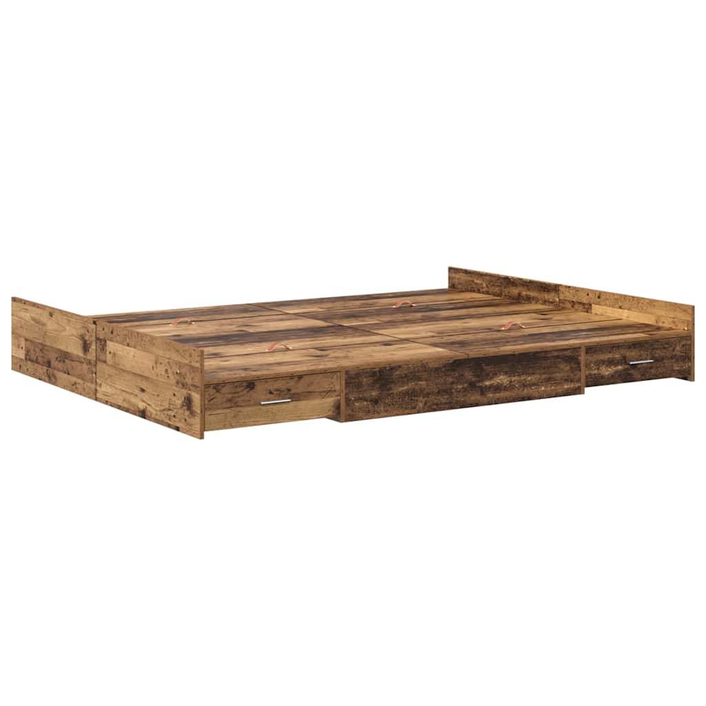 Aufbewahrungsbettgestell Weiß 200 x 200 cm Holzwerkstoff