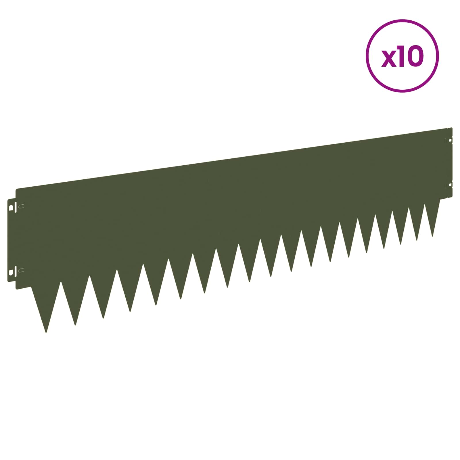 Raseneinfassung 10 pcs Länge Höhe 103 x 15 cm Stahl Schwarz