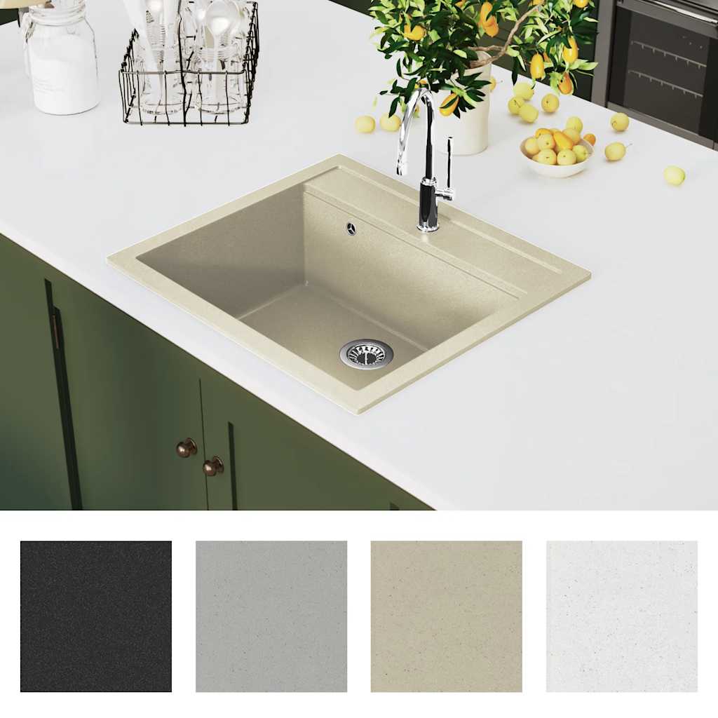 Granitspüle Einzelbecken Schwarz