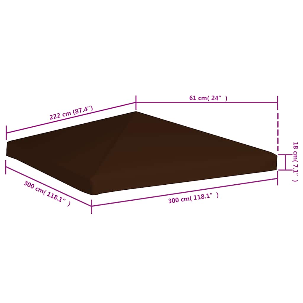 Pavillondach 310 g / m² 3x3 m Taupe