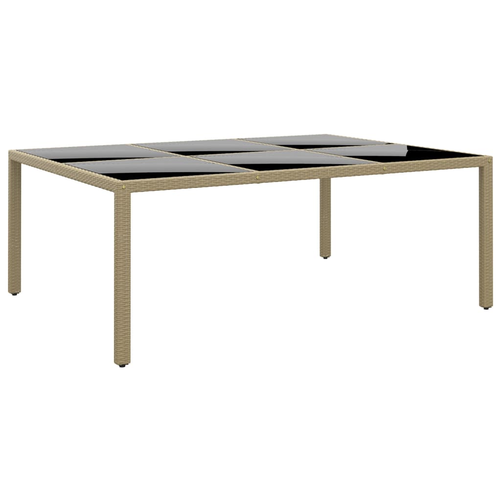 Gartentisch 200x150x75 cm Hartglas und Poly Rattan Grau