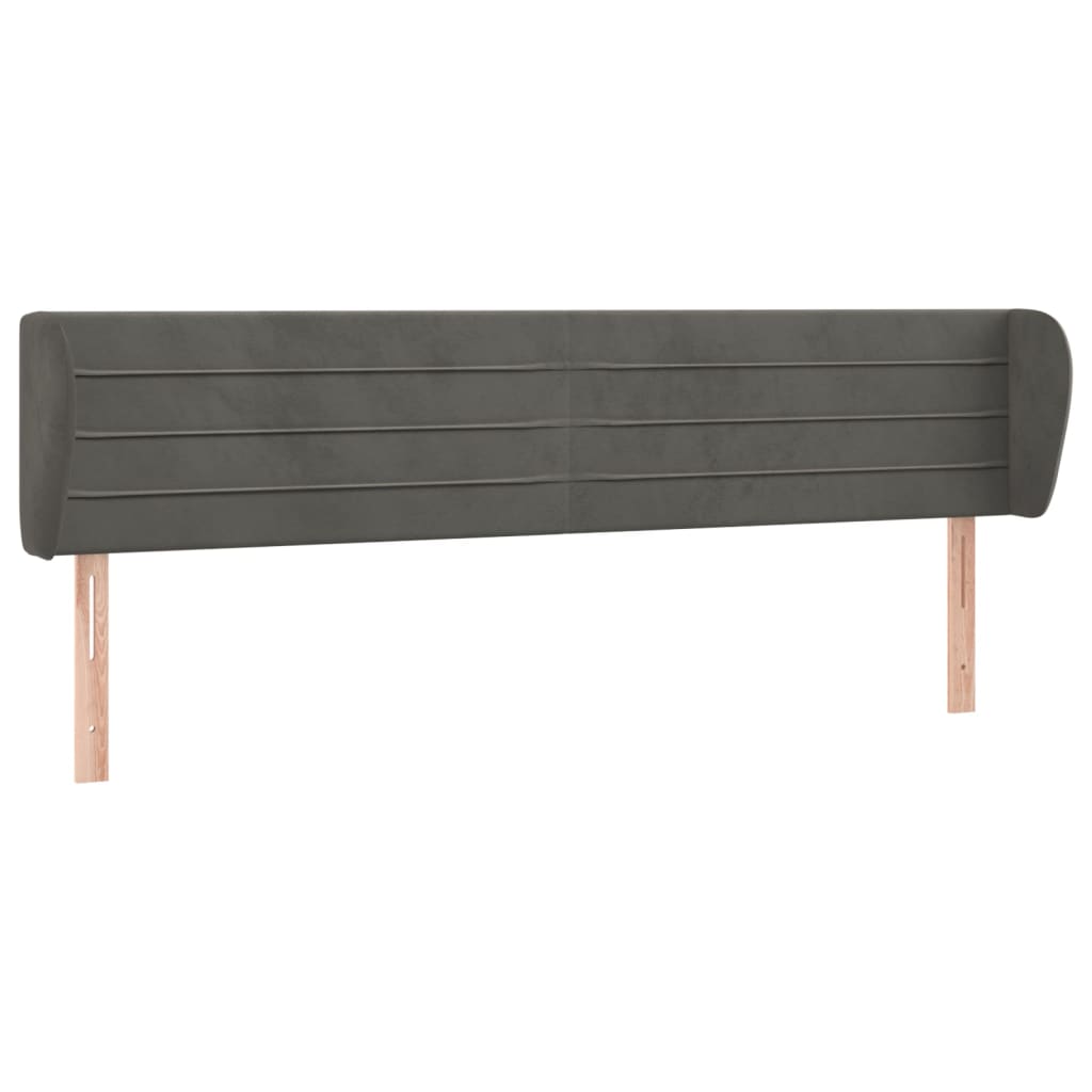 Kopfteil mit Ohren Dunkelblau 203x23x118/128 cm Samt