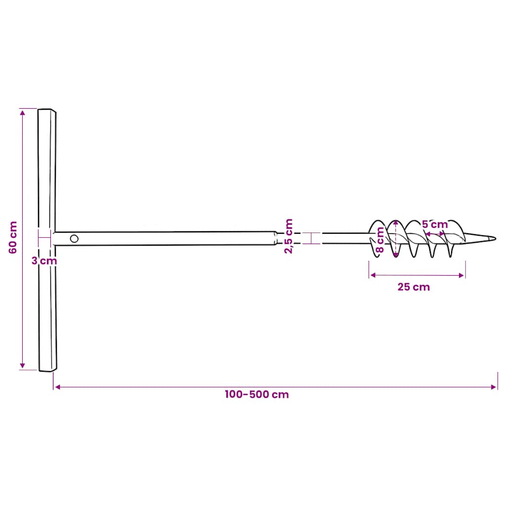 Erdbohrer mit Griff 100 mm Verlängerungsrohr 9 m