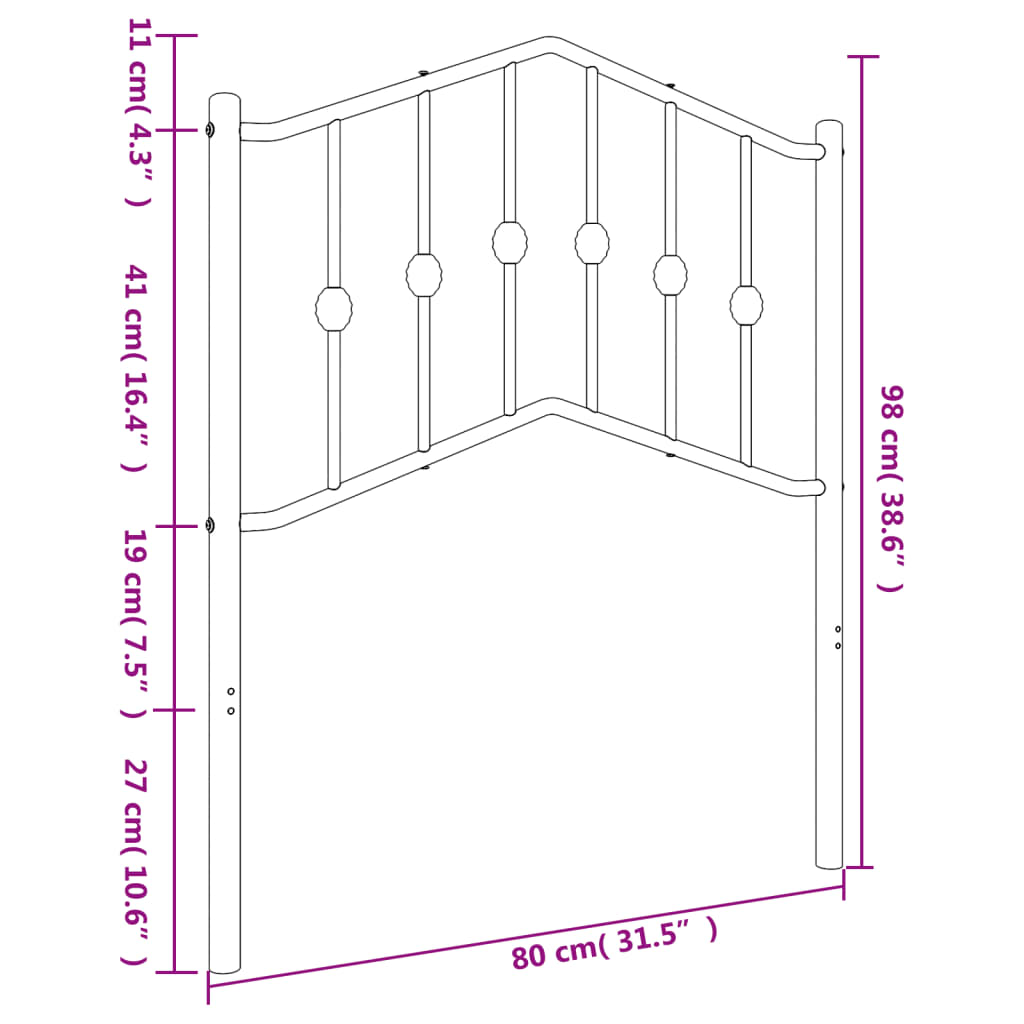 Ersatz-Kopfteil Metall Schwarz 90 cm