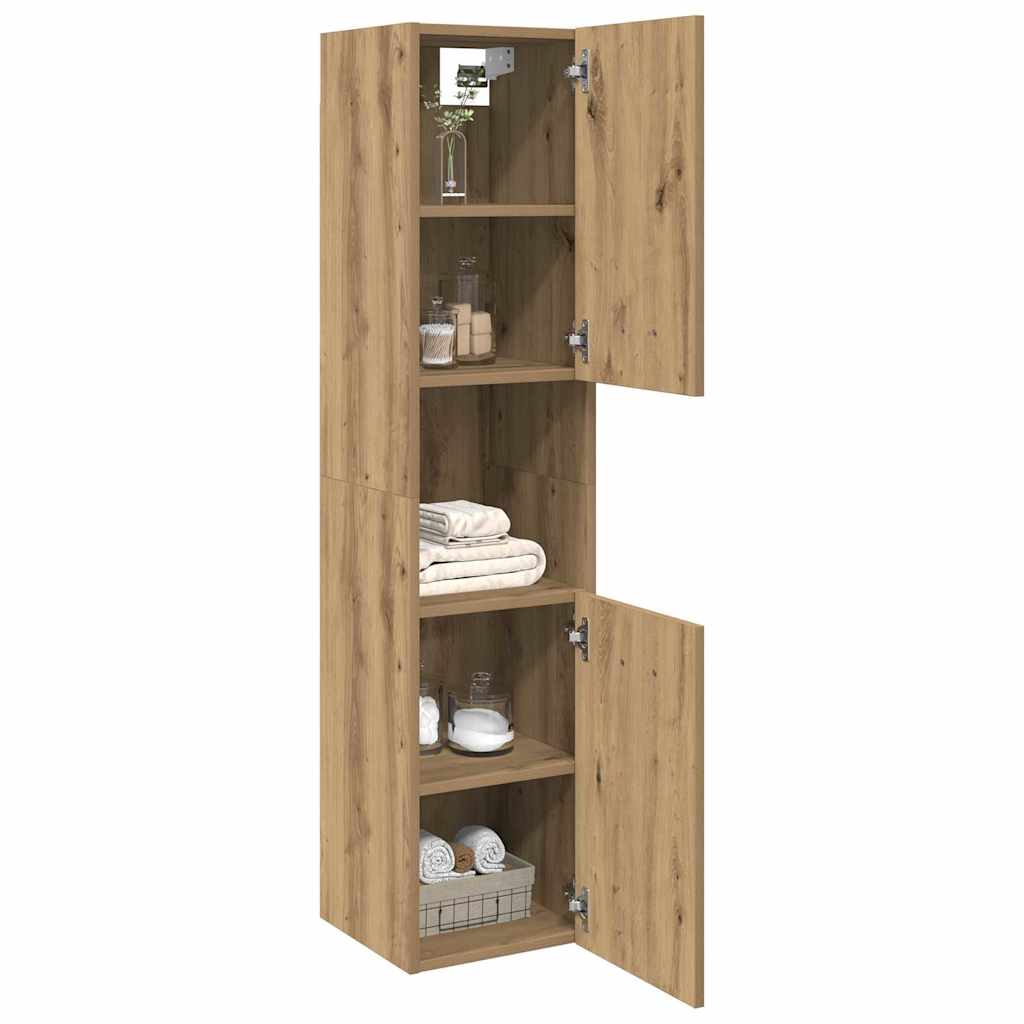 Badezimmerschrank Weiß 30x30x130 cm Holzwerkstoff