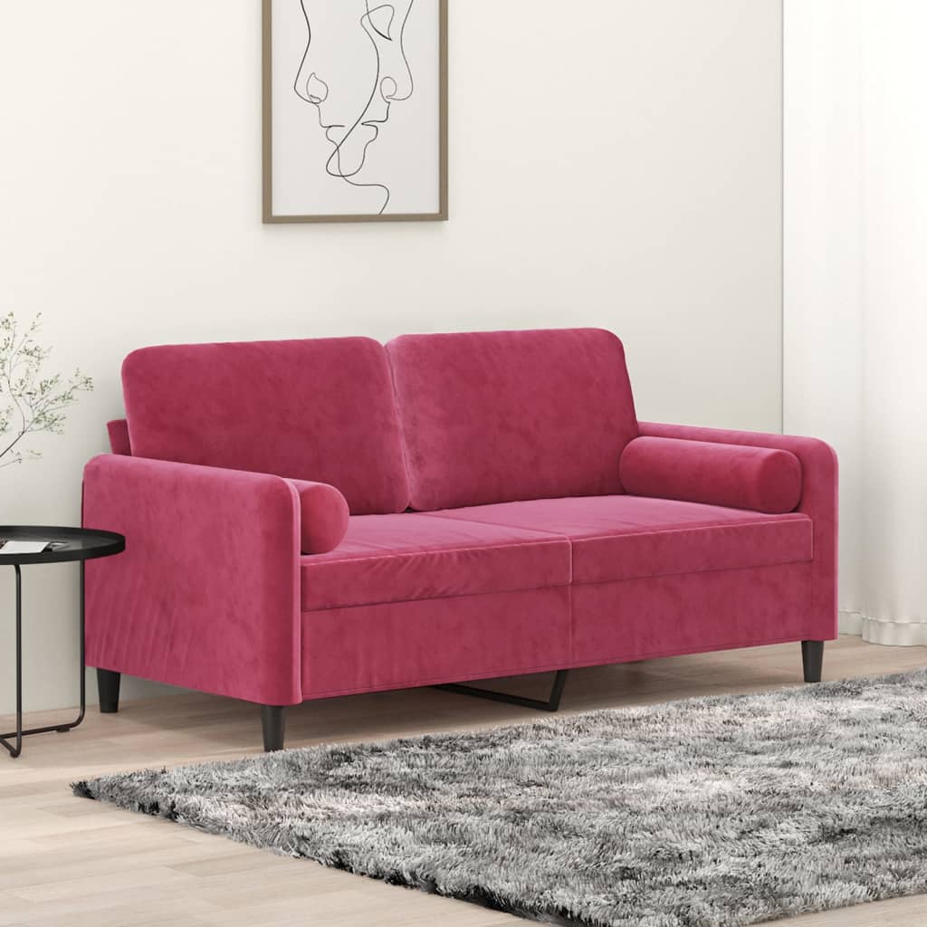 2-Sitzer-Sofa mit Zierkissen Dunkelgrün 120 cm Samt