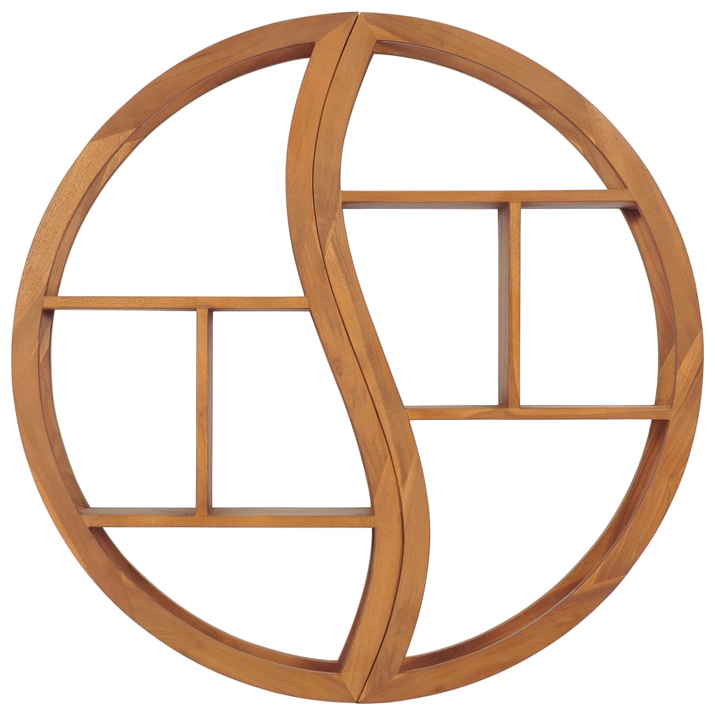 Wandregal Yin und Yang 80x17,5x80 cm Teak Massivholz