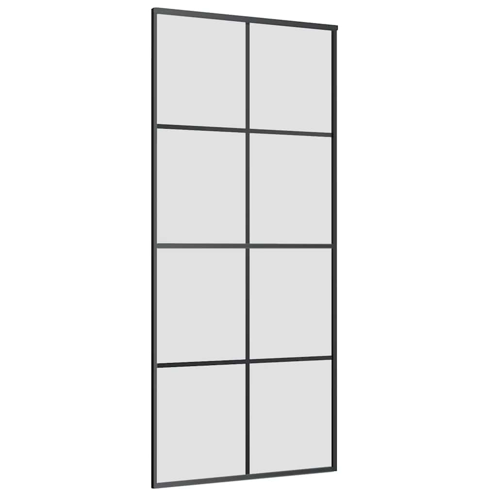 Schiebetür mit Beschlag Schwarz 76x205 cm ESG-Glas