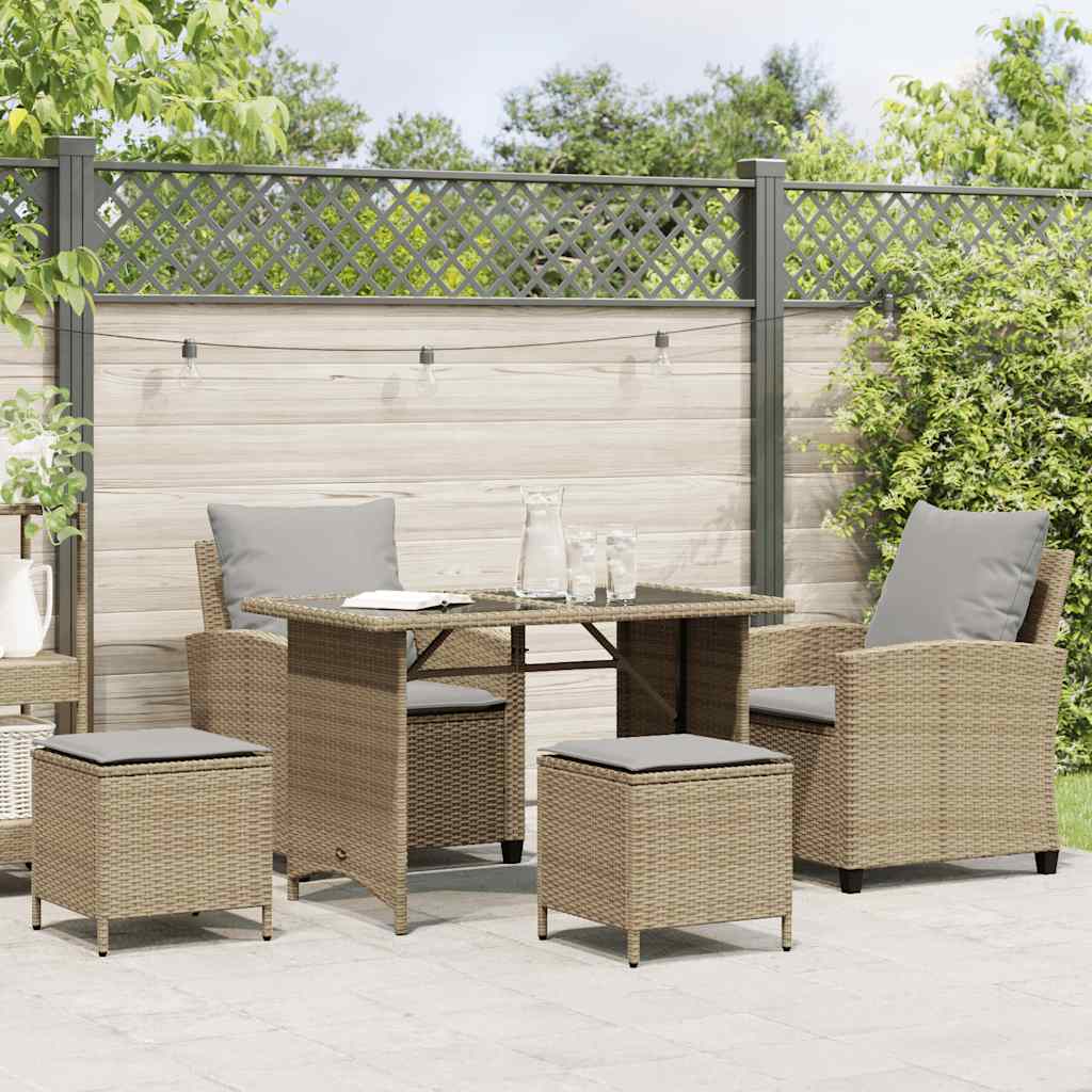 4-tlg. Garten-Sofagarnitur mit Kissen Schwarz Poly Rattan