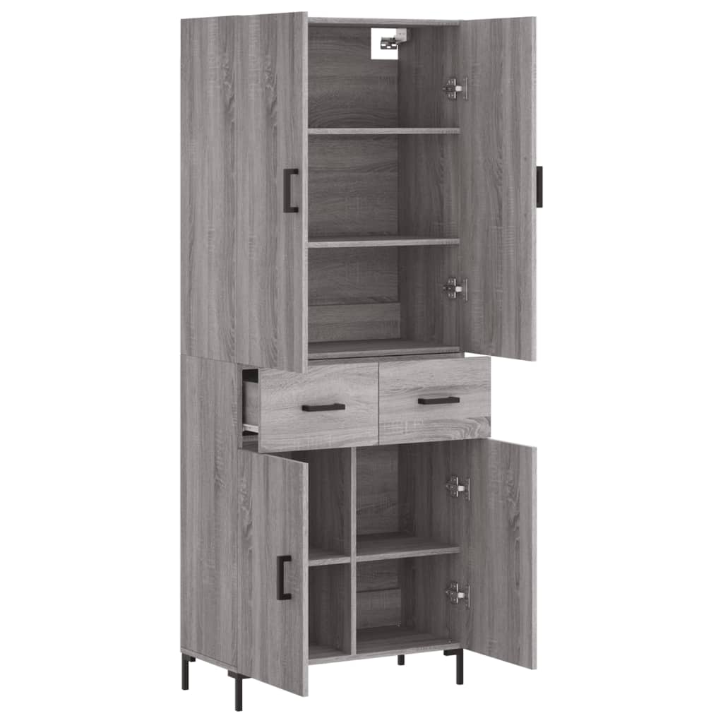 Highboard Betongrau 69,5x34x180 cm Holzwerkstoff