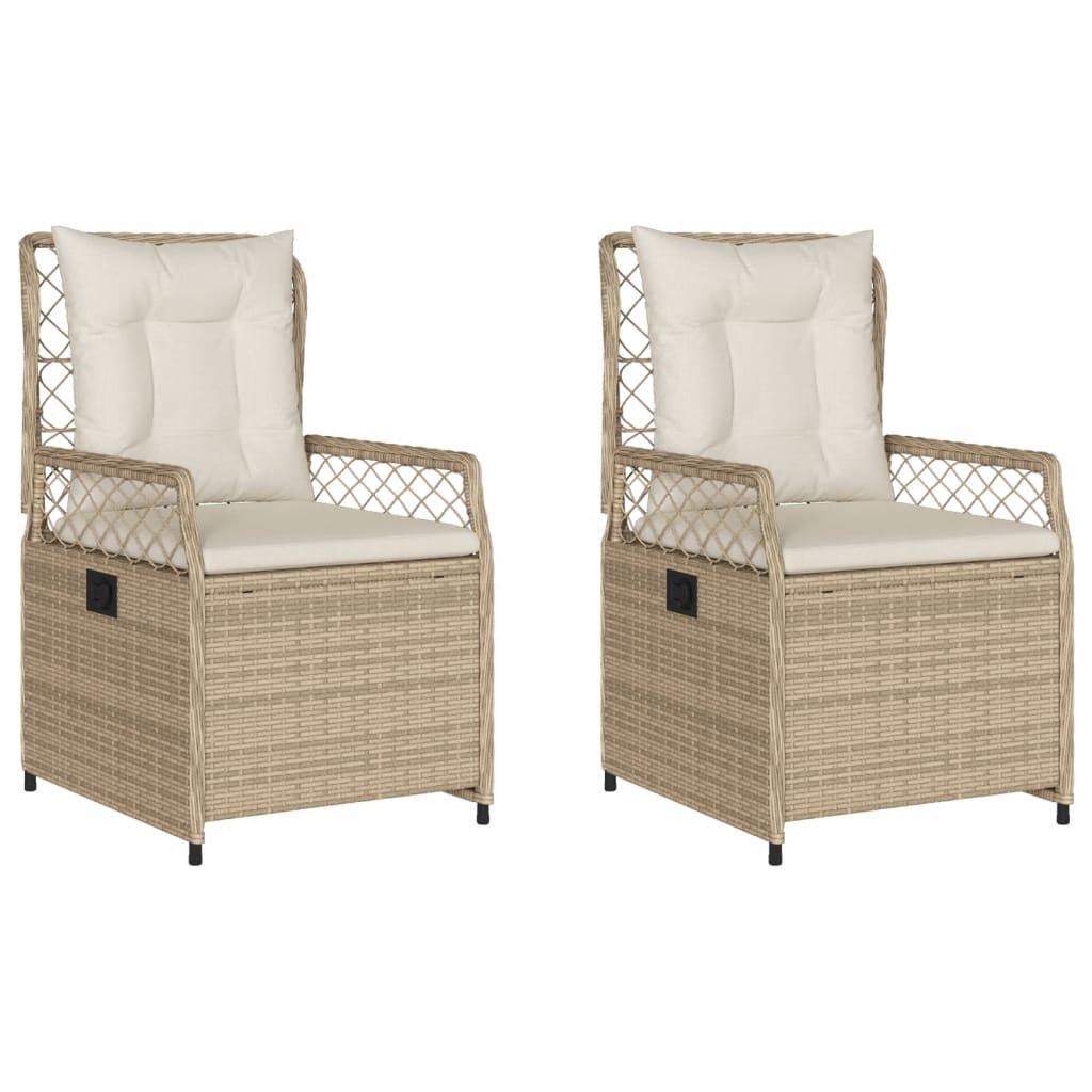 Gartensessel 2 Stk. Verstellbar Schwarz Poly Rattan
