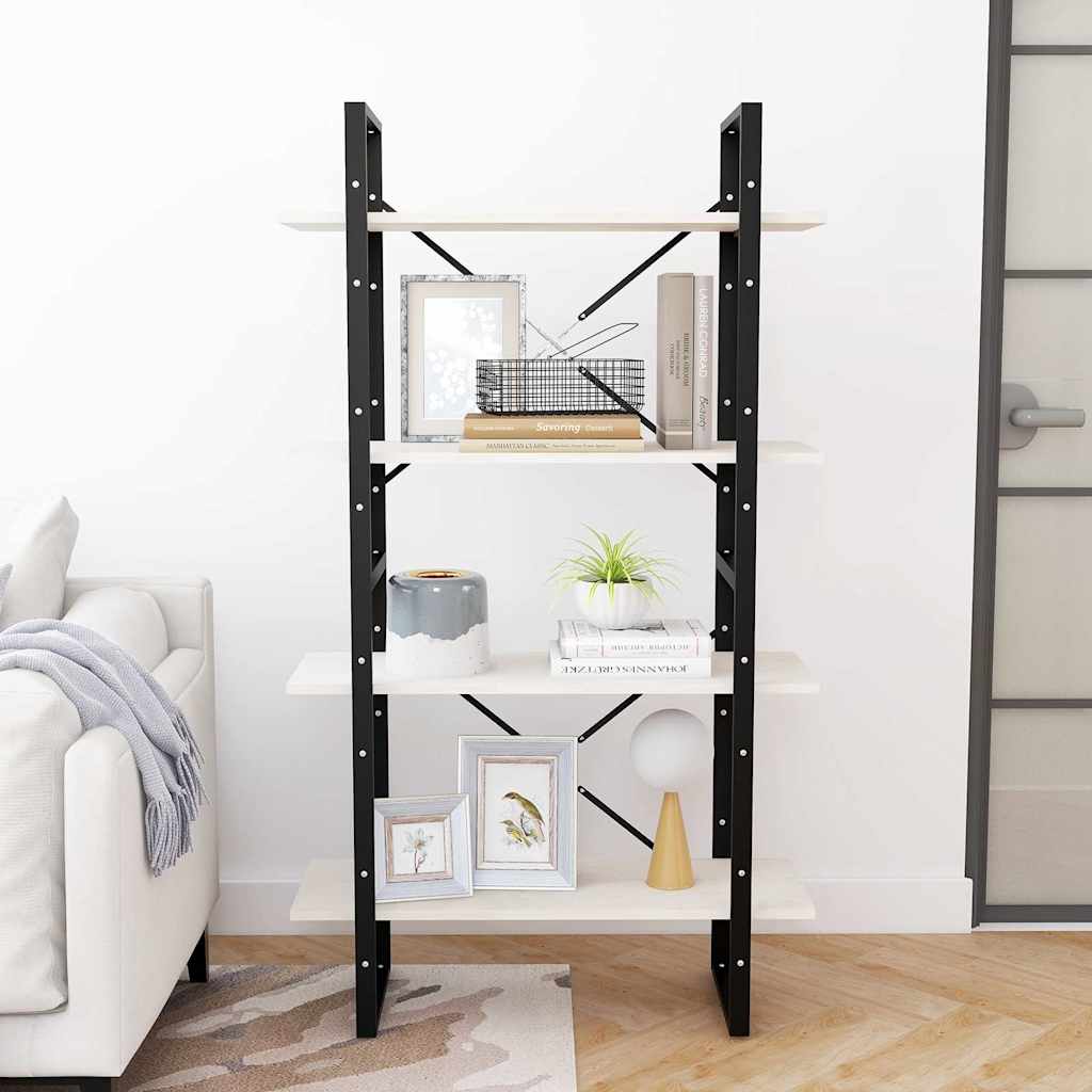 Bücherregal 2 Fächer Weiß 80x30x70 cm Holzwerkstoff