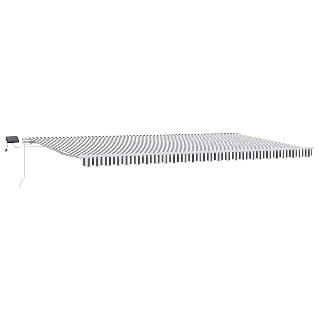 Markise Manuell Einziehbar mit LED 300x250 cm Blau und Weiß