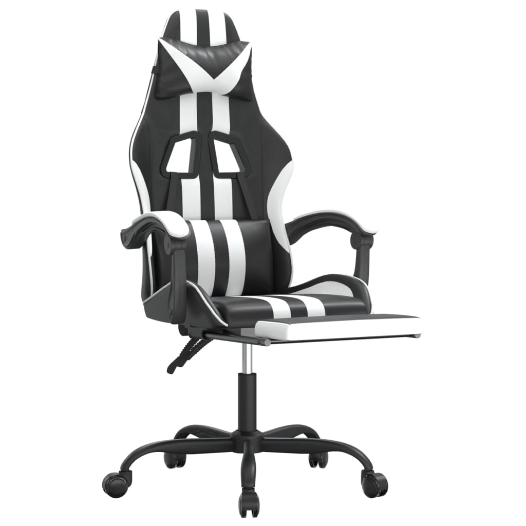 Gaming-Stuhl Drehbar Schwarz und Blau Kunstleder