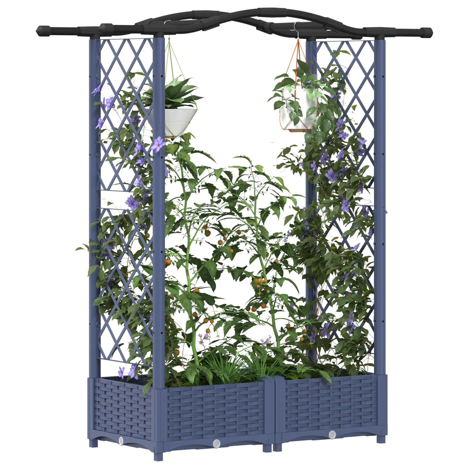 Hochbeet mit Rankgitter und Dach Braun 124 x 40 x 123 cm PP