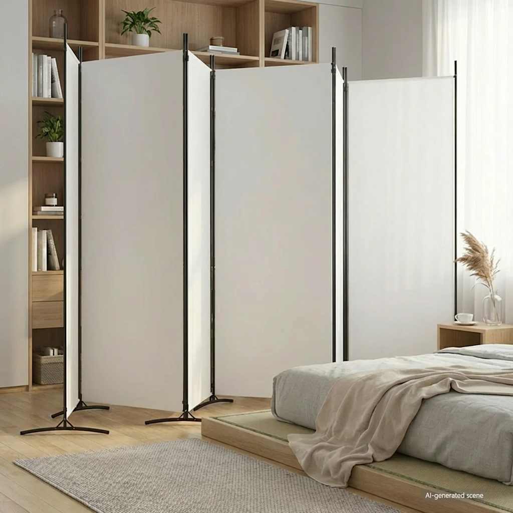 3-tlg. Raumteiler Weiß 260x180 cm Stoff